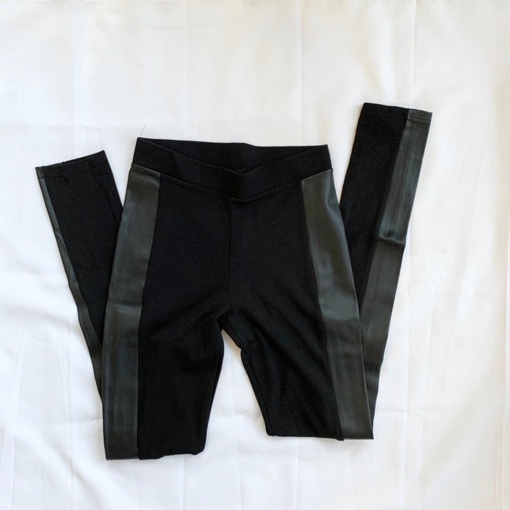 Side Pleather Leggings